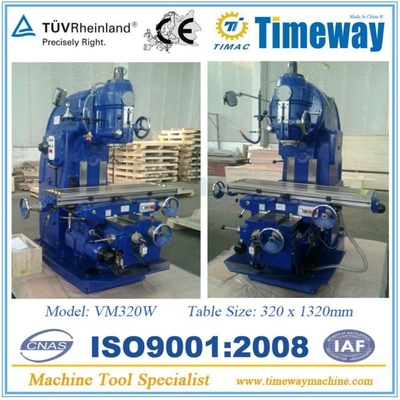 Máquina de fresagem vertical de joelho de 320 mm com cabeça de fuso de ± 30°